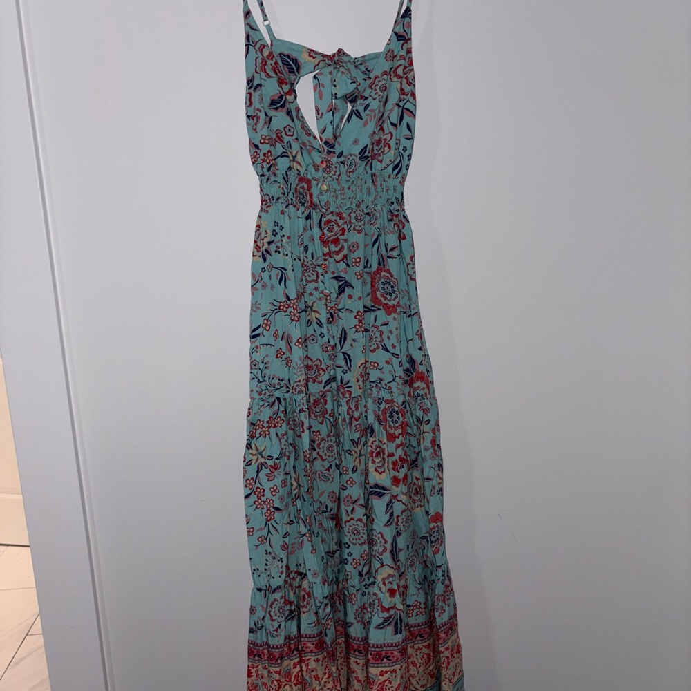 SHEIN Green Ruched Maxi Dress Halter Resort Wear
